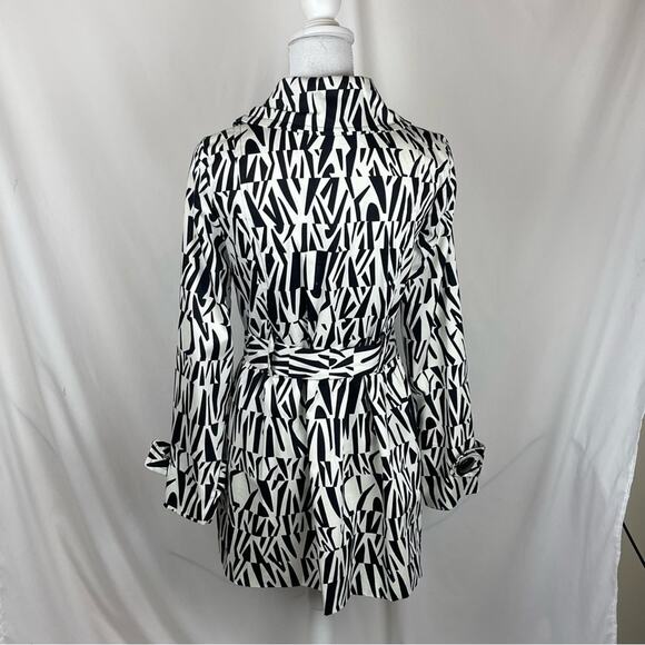 Luii Black And White Animal Print Belted Short Trench Coat Jacket NWT Size M - Picture 6 of 15